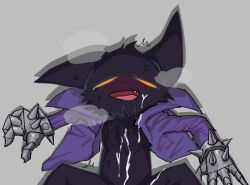 after_sex anthro blush cum cum_on_self league_of_legends male male_focus panting partially_clothed sweating tears_of_pleasure veigar yordle