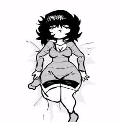 17bucks animated bed big_ass big_breasts black_hair black_shirt cum cum_in_pussy cum_inside devil_tail doggy_style friday_night_funkin friday_night_funkin_mod gif no_color sinisterbart_(artist) small_breasts thick_thighs turnip_(shmaplos) white_skin