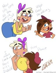 aged_up big_ass big_breasts breast_smother breasts chloe_carmichael cleavage clothed female garabatoz head_between_breasts huge_ass huge_breasts male motorboating nipple_bulge nipples_visible_through_clothing no_bra smooth_skin teasing the_fairly_oddparents timmy_turner