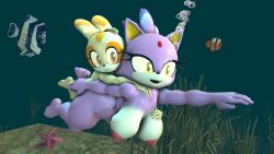 16:9 2girls 3d 3d_(artwork) age_difference anthro barefoot big_breasts blaze_the_cat breasts carrying completely_nude completely_nude_female cream_the_rabbit cub curvy_figure daemont92 digital_media_(artwork) domestic_cat duo feet felid feline felis female female/female female_only fish full_body high_res lagomorph leporid mammal marine naked naked_female nipples nude nude_female older_female piggyback rabbit sea sega skinny_dipping sonic_(series) sonic_the_hedgehog_(series) swimming thick_thighs underwater voluptuous water wide_hips widescreen young younger_female