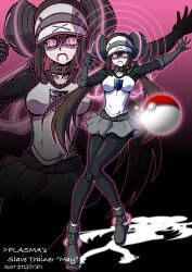 1girls absurdres acoustic_monster alternate_costume alternate_eye_color artist_request belt breasts brown_hair cap collar collarbone empty_eyes enemy_conversion female female_focus female_only femsub gloves hair_bun_covers hat hypnosis hypnotized leggings long_hair mouth_open nintendo open_mouth opera_gloves pink_eyes pokeball pokemon pokemon_bw pokemon_bw2 rosa_(pokemon) shoes short_hair solo solo_female solo_focus spiral team_plasma tech_control text twintails