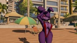 1girls 3d 3d_(artwork) anthro beach big_breasts bikini bonfie bonfie_(cryptia) bonnie_(cally3d) bonnie_(fnaf) breasts cally3d clazzey cryptiacurves fazclaire's_nightclub female female_only five_nights_at_freddy's fnaf fredina's_nightclub furry scottgames smooth_skin thick_thighs vxast wide_hips