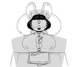 big_ass big_breasts business_attire desk female lagomorph male paper pencil_(object)