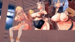 3boys 3d 3girls animated arianrhod_(eiyuu_densetsu) aurelia_le_guin big_breasts bloated_belly breast_grab breasts chained claire_rieveldt eiyuu_densetsu hucow koikatsu lactation milking milking_machine multiple_pregnancies nipples orgasm player1 pregnant rape sen_no_kiseki women_livestock