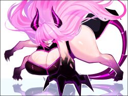 1girls anny_(anny_perez) anny_perez big_breasts demon demon_girl female female_only horns light-skinned_female light_skin long_hair pink_hair simple_background white_background youtube youtube_hispanic