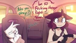 aiko_(giidenuts) bird car female flustered furry giidenuts horny horny_female riley_(giidenuts) road