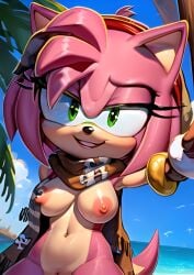 1girls 5_fingers ai_generated amy_rose anthro black_rose_(sonic_prime) breasts breasts_out eulipotyphlan female female_only gloves green_eyes hairband hedgehog jewelry mammal mobian_(species) navel nipples open_mouth pink_fur pink_hair pixai pussy scarf scarf_only scut_tail sega short_hair solo sonic_(series) sonic_prime sonic_the_hedgehog_(series) toony