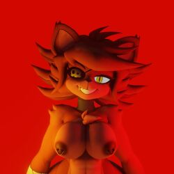 1girls 3d 3d_(artwork) anthro big_breasts breasts cally3d clazzey cryptiacurves fazclaire's_nightclub female female_only fexa fexa_(cryptia) five_nights_at_freddy's fnaf foxy_(cally3d) foxy_(fnaf) fredina's_nightclub furry grin looking_at_viewer nipple_piercing nipples red_background red_fur scottgames simple_background smooth_skin vxast