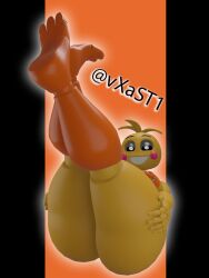 1girls 3d 3d_(artwork) artist_name ass bedroom_eyes big_ass female female_only five_nights_at_freddy's five_nights_at_freddy's_2 heart-shaped_pupils lovetaste_chica nipple_piercing nipples scottgames simple_background smooth_skin thick_thighs toy_chica_(fnaf) toy_chica_(love_taste) vxast