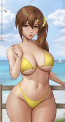 1girls 2023 absurd_res bikini brown_hair curvy_female curvy_figure dead_or_alive dead_or_alive_xtreme_venus_vacation female female_focus female_only huge_breasts long_hair looking_at_viewer meekohopanes misaki_(doa) sfw solo solo_female solo_focus voluptuous_female