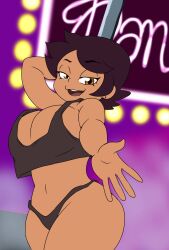 armpits bedroom_eyes big_breasts child_bearing_hips disney disney_channel lirudraw luz_noceda stripper_pole the_owl_house