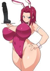 1girls big_breasts bunnysuit canon_costume code_geass dd_(artist) fake_animal_ears hand_on_hip kallen_stadtfeld leotard sex_toy short_hair solo tagme tray