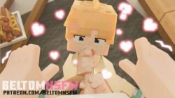 1boy 1boy1girl 1girls 3d animated beltomnsfw big_ass blender blonde_hair blowjob clothed elli_(beltomnsfw) fellatio female horny_female mine-imator minecraft tagme