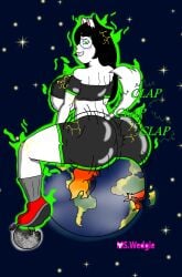 ass_clap ass_clapping ass_crush black_hair cosmic dog_ears dog_tail giant_ass giantess gigantic_ass gigantic_butt glasses green_eyes green_glow homestuck in_space jade_harley mswedgie123 no_sex planet planet_earth planet_sitting planet_sized space twerking white_skin world_destruction yoga_ball