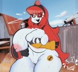 2d big_breasts fangs mimi_sentry nemuri18 red_hair robot robot_girl sentry_(team_fortress_2) sentry_turret solo team_fortress_2 tf2 valve valve_(company) voluptuous_female