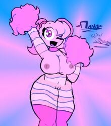 ass breasts my_singing_monsters pink_eyes pink_nipples pomily pompom_(my_singing_monsters) pompoms srnava