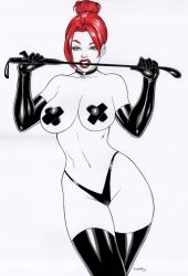 1girls 2023 big_breasts black_queen curvy curvy_body curvy_female curvy_figure dominant_female dominatrix ed_benes_studio female_focus hellfire_club hi_res holding_riding_crop huge_breasts jean_grey latex_gloves latex_thighhighs latex_thong marvel marvel_comics mature_female red_eyebrows redhead riding_crop seductive_look solo_female solo_focus taped_nipples voluptuous voluptuous_female whip x-men