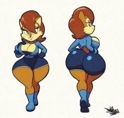 1girls anthro archie_comics ass big_ass big_butt breasts bubble_ass bubble_butt dumptruck_ass dumptruck_butt fat_ass fat_butt front_and_back huge_ass huge_butt sally_acorn short_shorts sonic_(series) sonic_the_hedgehog_(archie) sonic_the_hedgehog_(comics) tansau thick_ass thick_butt thick_thighs