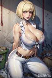 ai_generated big_breasts blonde_hair curvy female stable_diffusion standing stickyspoodge voluptuous