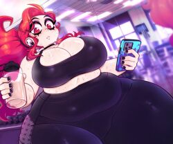 chubby_female looking_at_viewer sweatdrop sweaty sweaty_body sweaty_breasts toon_michaela toxicsoul77