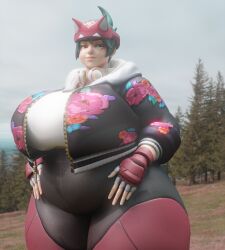 1girls 3d ass bbw big_ass big_breasts big_thighs blizzard_entertainment bodysuit bottom_heavy breasts chubby coolmaster98 fat fat_ass female female_focus female_only fingerless_gloves fully_clothed giant_ass gigantic_ass gloves hat headphones huge_ass huge_breasts huge_thighs jacket kiriko_(overwatch) massive_ass massive_thighs obese obese_female overwatch overweight overweight_female round_ass short_hair skintight_bodysuit smile solo spandex thick_ass thick_thighs tight_clothing wide_hips