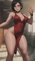 1girls ada_wong ass big_ass big_butt biohazard black_choker black_hair breasts capcom choker dat_ass dress female resident_evil resident_evil_4 resident_evil_4_remake resident_evil_remake shexyo short_hair solo tagme thick_thighs