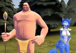 blue_body blue_fur blue_hair blue_skin cosplay fat_man female fur furry garry's_mod garry's_mod half-dressed half_naked happy heavy heavy_(team_fortress_2) heavy_weapons_guy krystal krystal_(cosplay) no_panties no_skirt no_underwear star_fox team_fortress_2 tf2