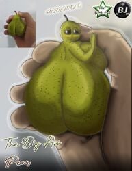 1boy 1girls 2023 ass big_ass big_butt bjbyjeyko breasts byjeyko byjeyko_(byjeyko) facebook fat_ass fat_butt female fruit fruits furro furry giant_breasts gigantic_breasts green_skin heart huge_breasts instagram large_breasts mid-fight_masses pear pears smile smiling text thick_thighs tiktok twitter youtube