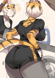 1girls amber_eyes anthro arknights big_ass big_breasts breasts bubble_butt female huge_ass mx99926 no_humans shorts solo solo_female tagme tiger tiger_girl waai_fu_(arknights)