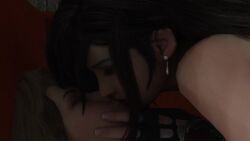 2girls 3d aerith_gainsborough animated earrings female female_focus female_only final_fantasy final_fantasy_vii final_fantasy_vii_remake kissing lesbian light-skinned_female light_skin loop making_out smooth_skin sound tagme teehee7990 tifa_lockhart video woman_kissing_woman yuri