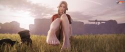 1girls 3d aerith_gainsborough brown_hair explicitharu feet female female_only final_fantasy final_fantasy_vii final_fantasy_vii_remake green_eyes smooth_skin solo