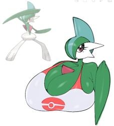 bored_expression female gallade generation_4_pokemon huge_breasts kaizocns nintendo no_humans pokémon_(species) pokemon pokemon_(species) rule_63 tank_top white_background