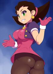 1girls 2020 ass breasts clothed mega_man mega_man_legends nipple_bulge nipples oomaeda pantyhose smile tron_bonne