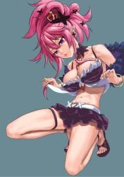 breasts disgaea disgaea_5 large_breasts nippon_ichi_software seraphina_(disgaea) shirt_lift short_skirt skimpy_clothes skirt stomach thighs tomioka_sena tomiokasena