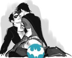 2boys anal anal_sex batcest batman_(series) betadyne censored dc dc_comics gay jason_todd jaytim male male/male male_only male_penetrated male_penetrating male_penetrating_male panties_aside pants_pulled_down red_hood_(dc) red_robin robin_(dc) robin_(tim_drake) sitting_on_lap technical_incest tim_drake