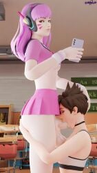 3d athletic_female athletic_futanari big_balls big_penis d.va fellatio futa_on_female futanari human hung_futanari jinxed_xp overwatch partially_clothed penis sailor_uniform school_uniform skirt tracer