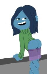 1girls ass ass_up blue_body blue_eyes blue_hair blue_skin bottoms_down butt dreamworks female female_only monster_girl mooning ruby_gillman ruby_gillman,_teenage_kraken takeshi1000 universal_pictures universal_studios white_background