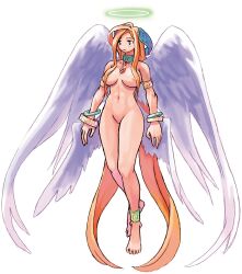 angel_wings breasts completely_nude completely_nude_female goddess halo la_pucelle_tactics large_breasts nippon_ichi_software official_art poitreene ryoji_(nomura_ryouji) thick_thighs thighs