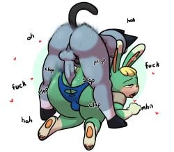 2boys ahe_gao anal anal_sex animal_crossing ass balls big_ass big_butt big_penis butt cat_ears cat_tail clothing femboy femboy_on_femboy furry gay gay_sex gray_fur green_fur male_only male_penetrating nintendo penetration penis penis_in_ass rabbit_ears raymond_(animal_crossing) sasha_(animal_crossing) scrimpart sex simple_background tagme yaoi