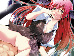 breasts cowgirl_position female game_cg head_wings headwings koakuma large_breasts long_hair male penis pov red_eyes red_hair reiha_(penetrate) sex straddle straight the_embodiment_of_scarlet_devil touhou uncensored vaginal_penetration visual_novel wings