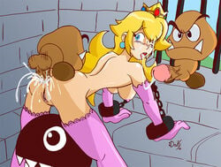 1girls 2boys anal anal_sex ass bent_over big_ass blonde_hair blue_eyes breasts chain_chomp cheating crown cum cum_explosion cum_in_ass cum_in_eyes cum_in_hair cum_inside cum_on_face cum_overflow cum_trail dahs doggy_style elbow_gloves facial female from_behind gangbang gloves goomba group_sex huge_cock human large_penis male mario_(series) monster nintendo penis princess_peach prison prisoner pussy rape restrained sex shackles smooth_skin stockings straight super_mario_bros. testicles threesome uncensored vagina