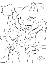 anthro bound cum fur furry hedgehog insertion male male_only monochrome nude penis sonic_(series) sonic_the_hedgehog speeddemon tagme tentacle