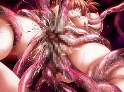 anal anus arms_behind_back bad_end blood breast_grab breast_squeeze breasts brown_hair censored curvaceous death double_penetration female gore_screaming_show guro impregnation inner_thighs kazuyagi_akane large_breasts navel nipples nude one_in_the_pink_one_in_the_stink open_mouth oppai pain pink_eyes puffy_nipples rape restrained scared sex slime spread_legs sweat tentacle tongue ueda_metawo vagina vaginal_penetration vore wide_hips worried