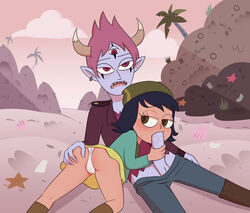 1boy 1boy1girl 1girls 3_eyes asian_female ass_grab big_penis black_hair blowjob clothed clothing dark-skinned_female dark_skin demon demon_boy disney disney_channel disney_xd fellatio female filipino filipino_female h2so3_(artist) hand_on_ass horns janna_ordonia looking_back male monster_boy oral panties pointy_ears purple_skin red_eyes red_hair short_hair star_vs_the_forces_of_evil straight tom_lucitor veiny_penis