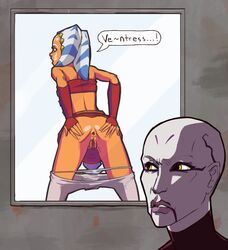 2girls age_difference ahsoka_tano anus asajj_ventress ass ass_grab background bald bald_female blue_eyes clone_wars clothed clothing color dathomiri duo facial_tattoo female female_focus female_only genitals hand_on_ass hands_on_ass lesbian looking_at_viewer looking_back mature mature_female miniskirt multiple_girls older_female open_mouth panties panties_aside panties_down pants_down pantyhose pose presenting presenting_hindquarters presenting_pussy pussy revealing_clothes shirt simple_background skirt skirt_up small_ass spread_legs spreading_ass star_wars tattoo teasing the_clone_wars:_season_one togruta tourbillon tubetop underwear yellow_eyes young younger_female yuri