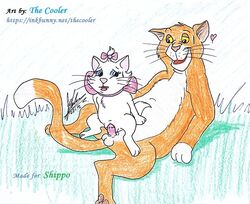 2012 age_difference disney feline marie_(aristocats) orange_fur penis pussy size_difference testicles the_aristocats thecooler thomas_o'malley white_fur young