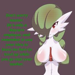 1girls artist_request big_breasts breasts cheating cheating_female cheating_girlfriend cucked_by_pokemon cuckold english_text female gardevoir generation_3_pokemon green_hair humanoid netorare ntr pokémon_(species) pokemon pokemon_(species) pokemon_only pokephilia red_eyes text white-skinned_female white_skin