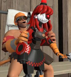 3d 3d_(artwork) 3d_model arm_grab engineer engineer_(team_fortress_2) female garry's_mod grabbing_arm hands_on_arms happy happy_sex implied_penetration implied_sex long_hair male mimi_sentry naked naked_male nude penis_in_pussy red_hair robophilia robot robot_girl sentry_(team_fortress_2) sentry_turret straight team_fortress_2 tf2 valve valve_(company)