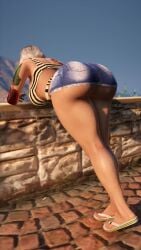 1girls 3d 3d_(artwork) bent_over big_ass big_breasts black_hair exhibitionism female female_only grand_theft_auto grand_theft_auto_online grand_theft_auto_v gta_online_female_character short_dress solo_female tattoo white_hair