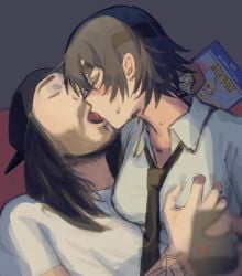 1boy 1girls animated backwards_hat beard black_hair blush breast_grab celebrity chainsaw_man closed_eyes cr1tikal despicable_me eastern_and_western_character fictional_and_real french_kiss funny grabbing grabbing_breasts groping groping_breasts himeno_(chainsaw_man) jesus_christ kissing liowig meme minion minions_(film) moist_meter moistcr1tikal movie_reference penguinz0 real_person sound streamer sweat sweatdrop tagme tattoo tie tongue_kiss twitch video weird_crossover youtuber